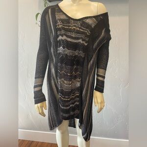 Free people woven deep V  sweater dress/tunic  size XS